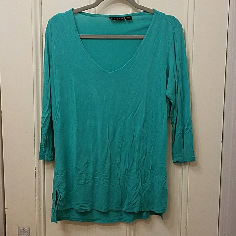 Metaphor -Large- Teal 3/4 sleeve shirt